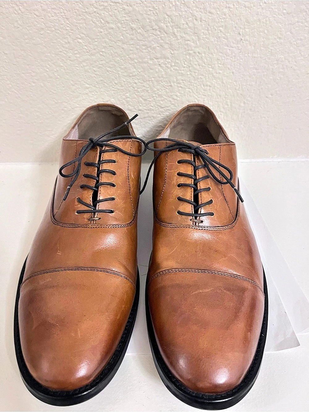 Banana Republic Cap Toe Oxford Brown Italian Leather Dress Shoes Men's 13 Orthol